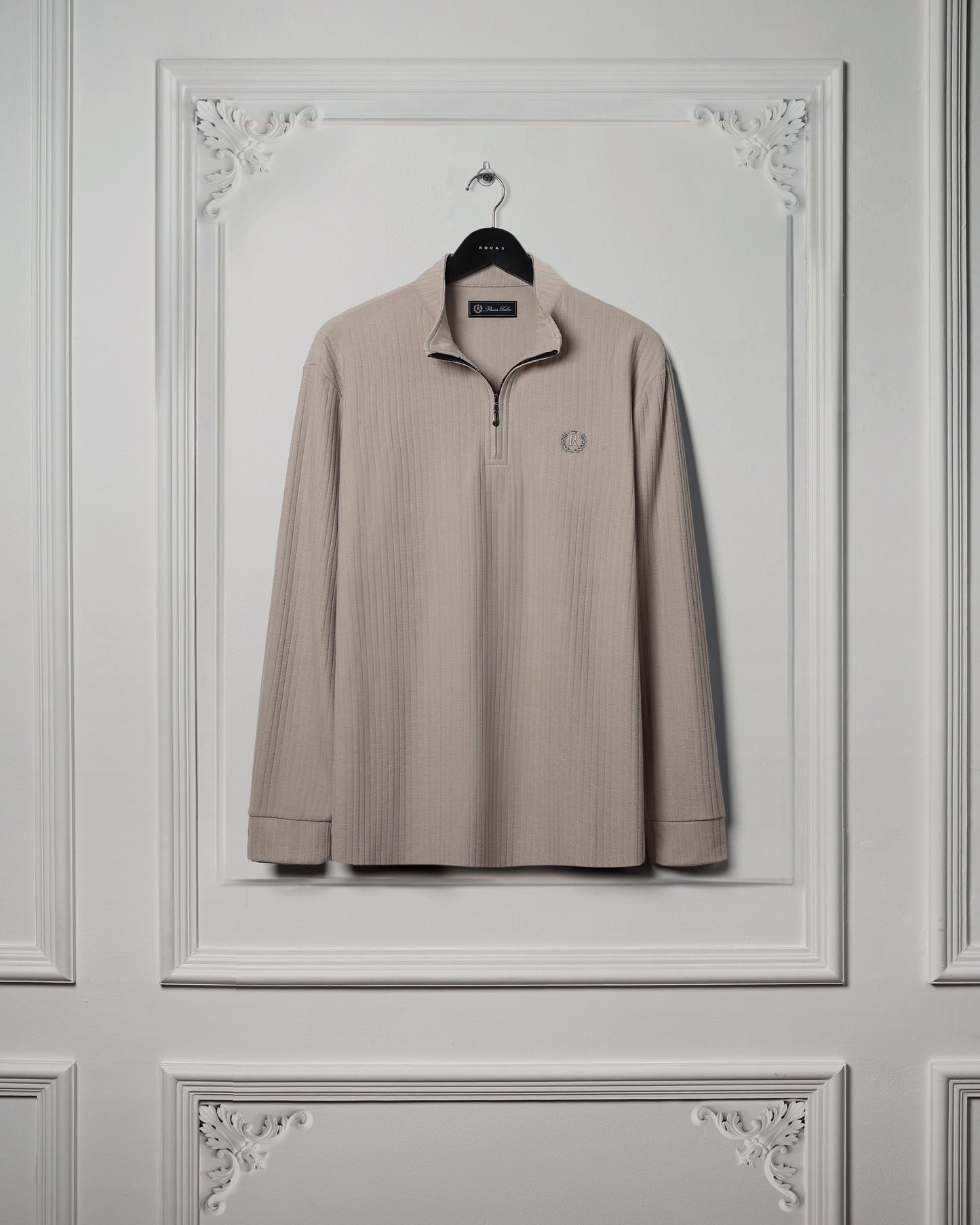 RUCAS TAILOR “Textured Long Sleeve” Polo Shirt - Cream