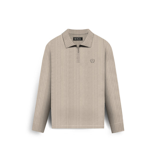 RUCAS TAILOR “Textured Long Sleeve” Polo Shirt - Cream