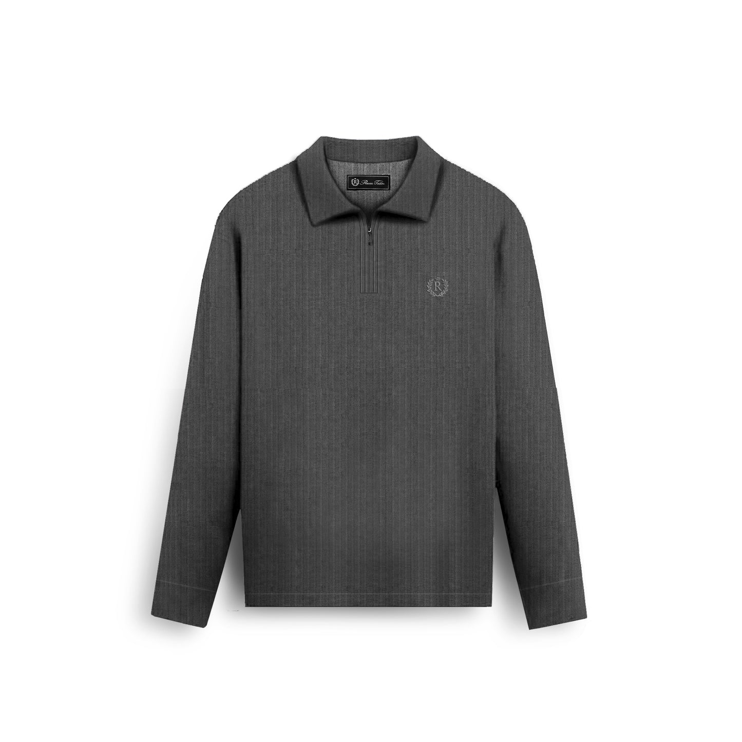 RUCAS TAILOR “Textured Long Sleeve” Polo Shirt - Dark Grey